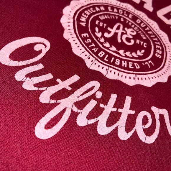 American Eagle Womens Sweatshirt Pullover Round Neck Long Sleeves Red Pink Large - Picture 4 of 8